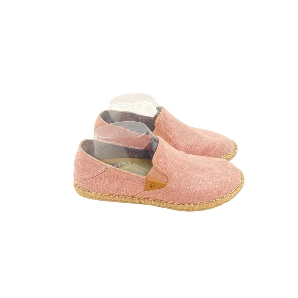 *Olukai Pink Kaula Pa'a Kapa Espadrilles Shoes Womens Size 8 Fold Heel Slip On